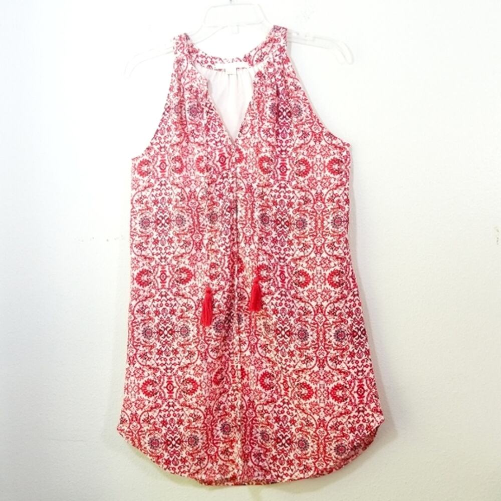 C & E round neck boho pocketed tunic shift dress